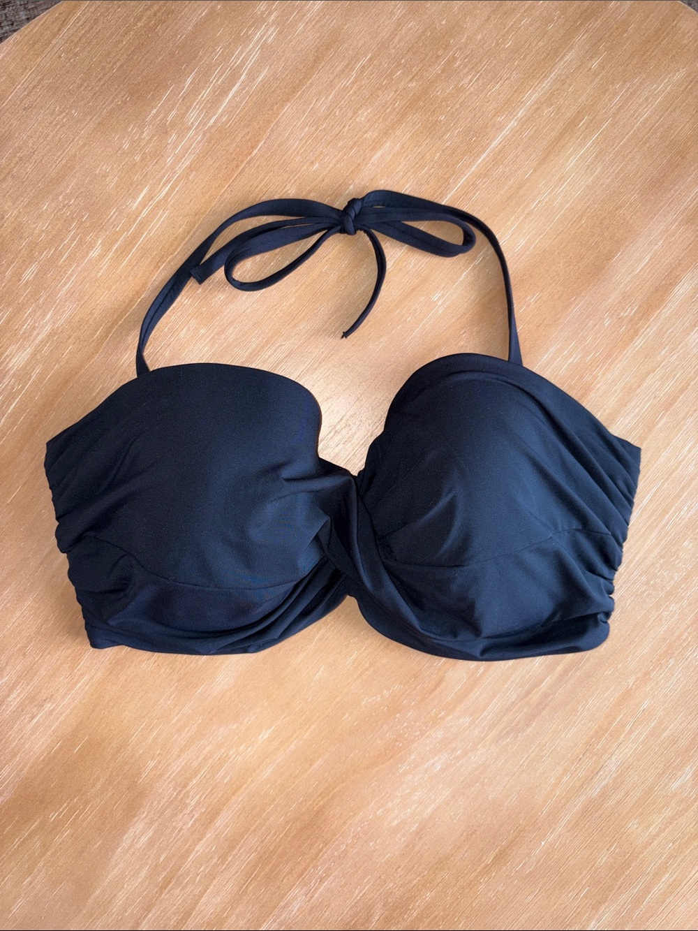 Women's Black Twist Front Halter Bikini Top